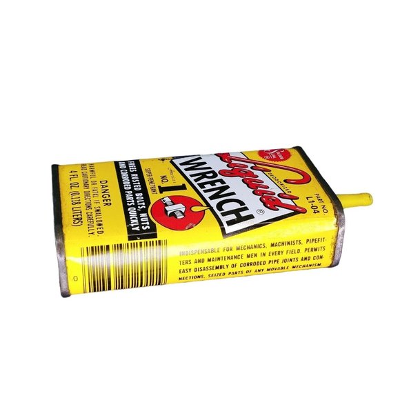 Liquid Wrench Lubricant Oil Tin Can 1970s 4 Oz Collectible with Orig. Red Cap - Picture 7 of 10